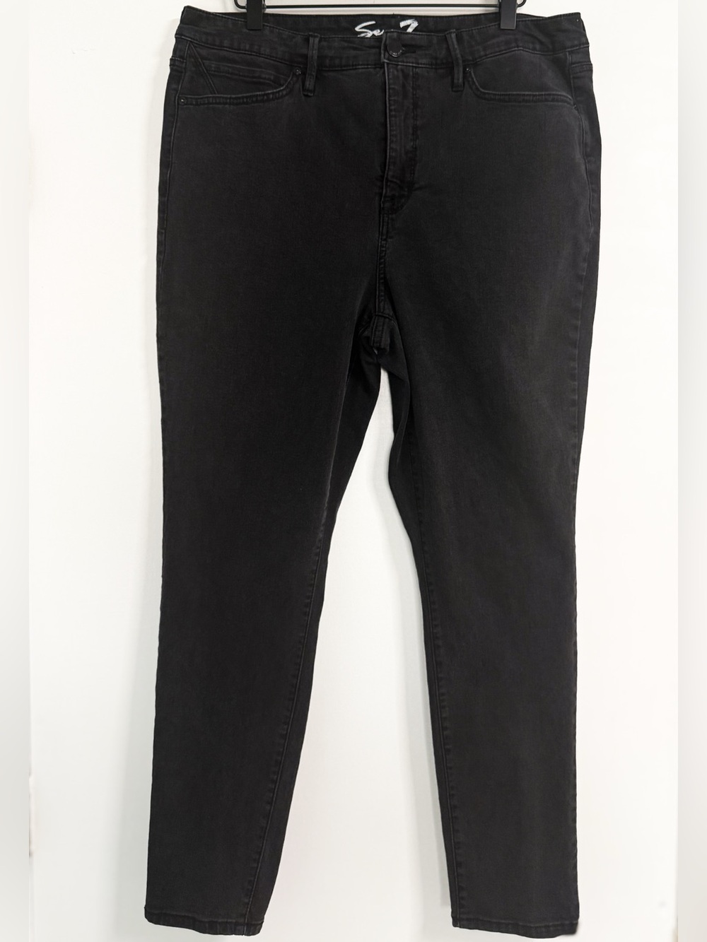 Seven7 Black Stretch Skinny Jeans Women’s 16 Mid Rise 28” Inseam